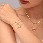 Sparkling Sunburst CZ Pendant Necklace & Bracelet Jewelry Set