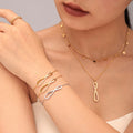 CZ Pave Infinity Loop Pendant Necklace & Curved Bar Bracelet Set