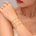 Sacred Heart & Italian Horn Charm Layered Necklace & Bracelet Set