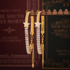 18K Gold Plated Star Baguette Cubic Zirconia Herringbone Bracelet