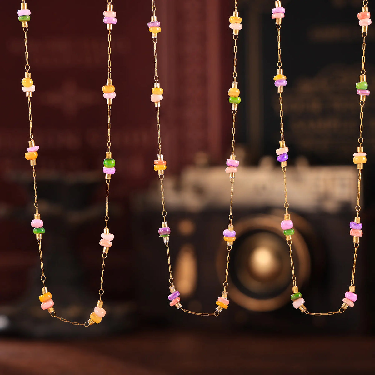 Colorful Gemstone Layered Necklace and Bracelet Set