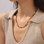 Boho Colorful Natural Stone Beaded Choker Necklace