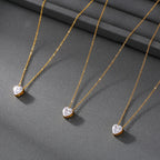 Heart CZ Layered Pendant Necklace