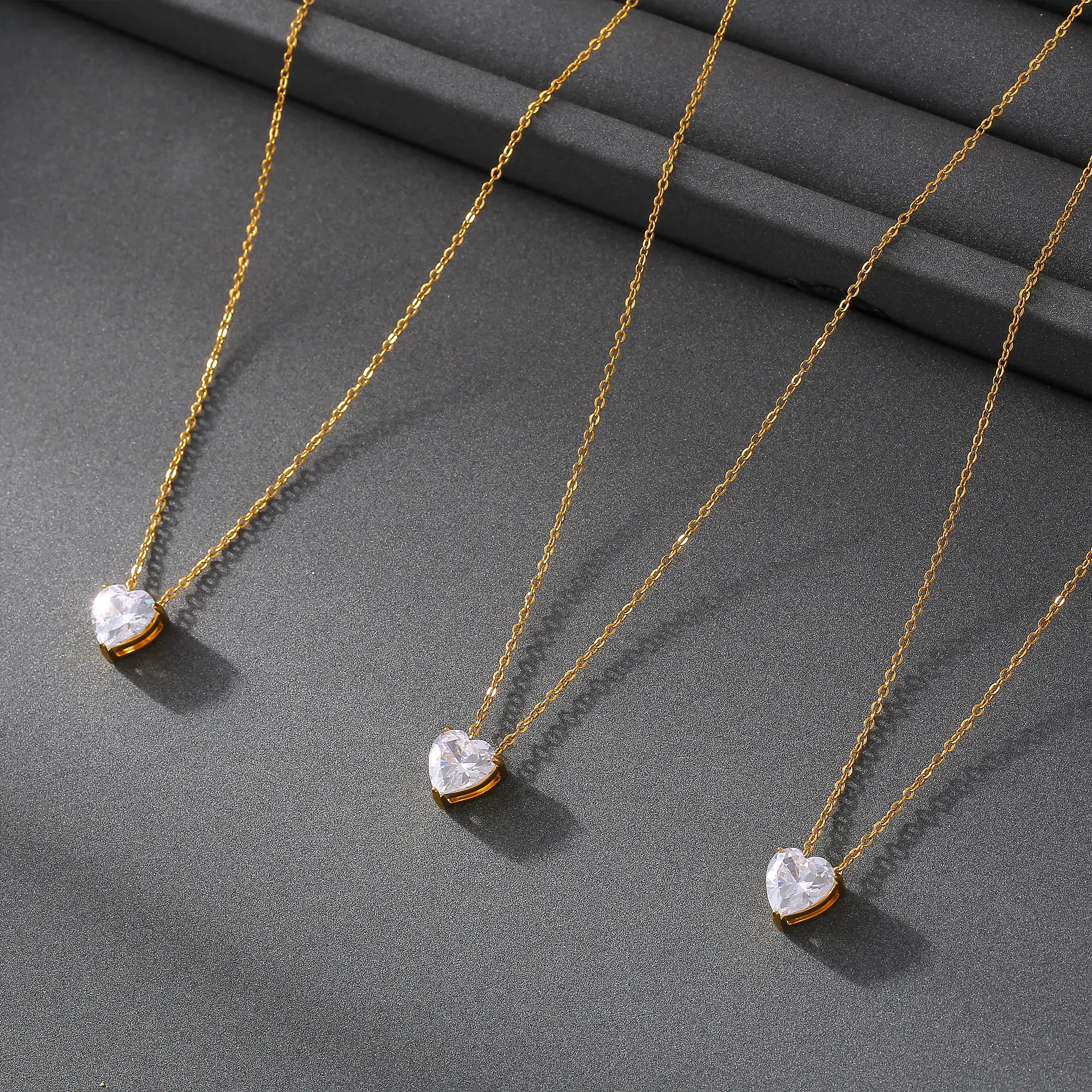 Heart CZ Layered Pendant Necklace