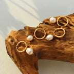 Aurelia Baroque Freshwater Pearl Hoop Earrings in 18K Gold Plated