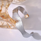 Textured Wave Open Cuff Bangle
