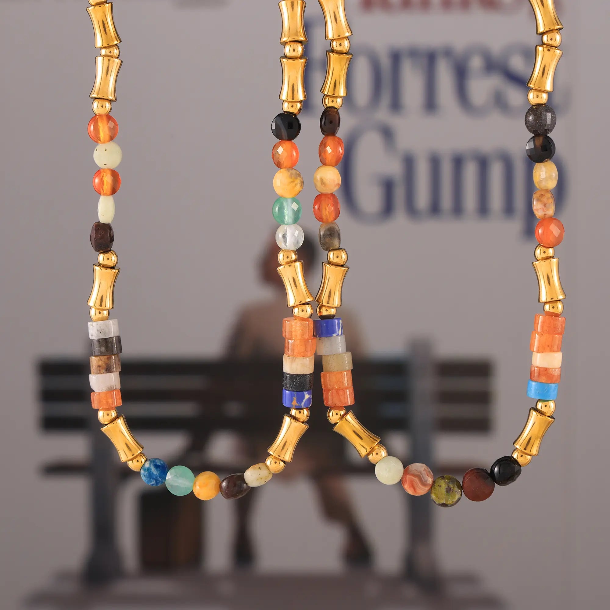 Boho Colorful Natural Stone Beaded Choker Necklace