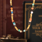Boho Colorful Natural Stone Beaded Choker Necklace