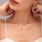 Sacred Heart & Italian Horn Charm Layered Necklace & Bracelet Set