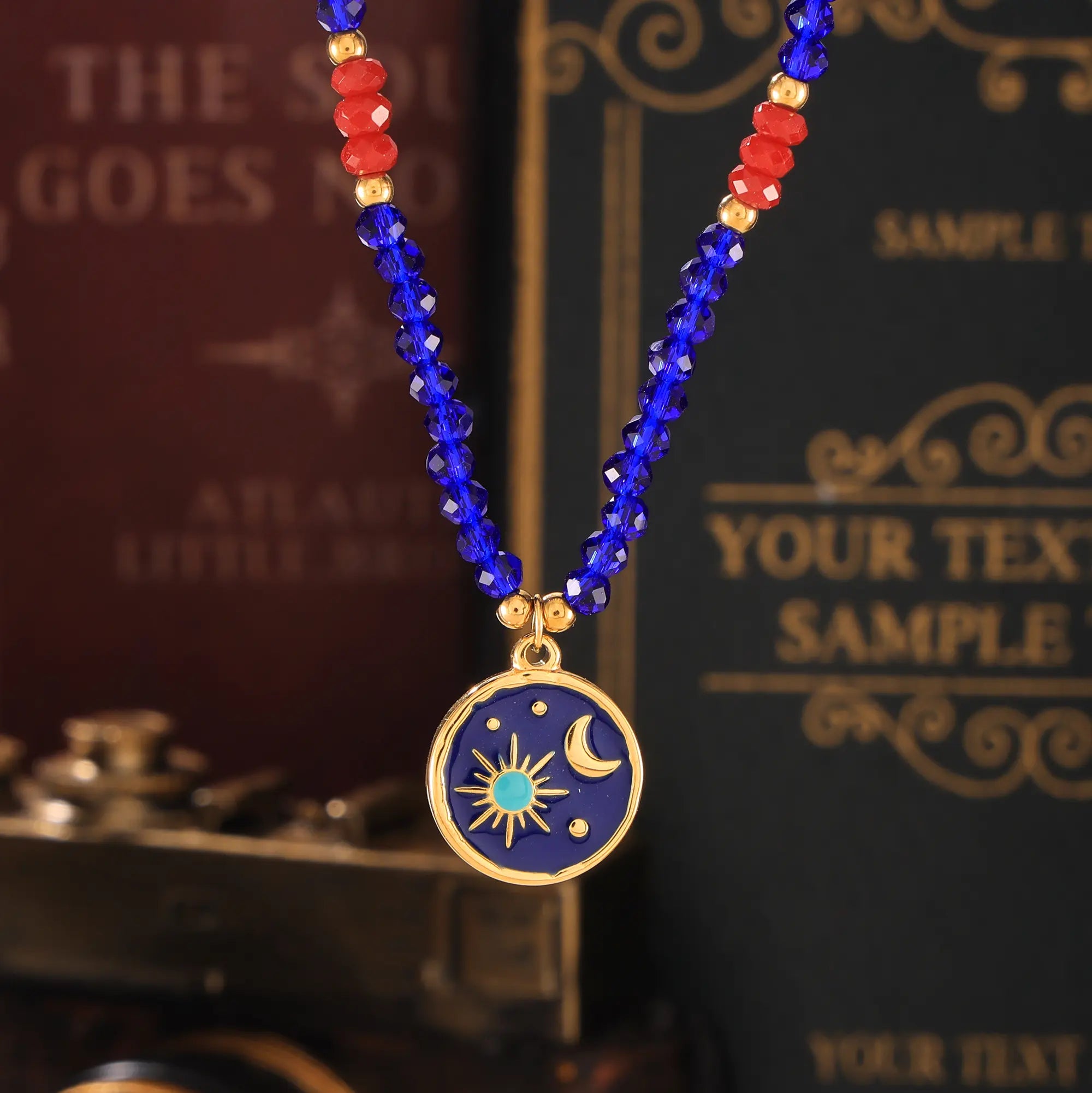 Bohemian Celestial Starry Night Enamel Pendant Necklace