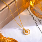 French Vintage Shell Medallion Gold Necklace