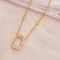 Floating Crystal Perfume Bottle Pendant Necklace