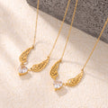 Angel Wings Heart Cubic Zirconia Pendant Necklace