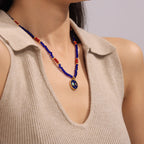 Bohemian Celestial Starry Night Enamel Pendant Necklace