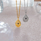 Vintage Shell Texture Starburst Cross Pendant Necklace