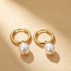 Aurelia Baroque Freshwater Pearl Hoop Earrings in 18K Gold Plated