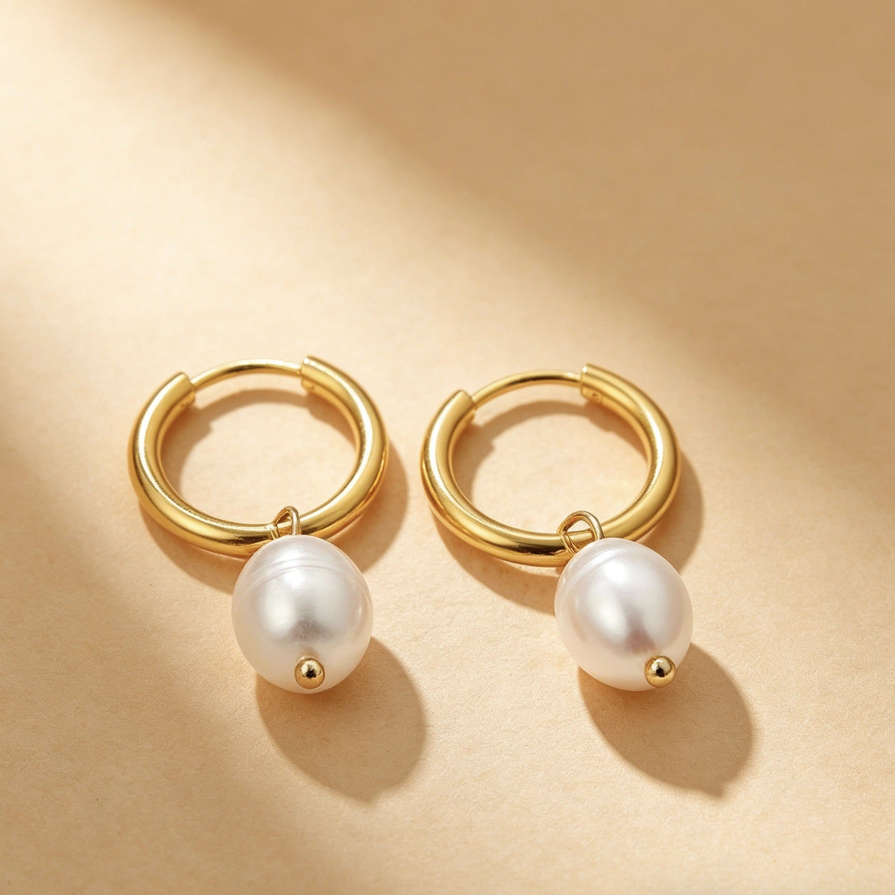 Aurelia Baroque Freshwater Pearl Hoop Earrings in 18K Gold Plated